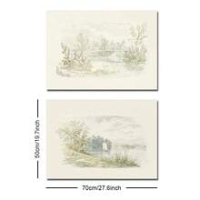 Bộ 1/2 tấm tranh in canvas phong cảnh đồng quê vintage mộc mạc có khung/không khung, hình cây cầu hồ trang trại phong cách Cottagecore, tranh treo tường trang trí hành lang lối vào, phòng khách, phòng ngủ, decor nhà hiện đại - A - Xem 22