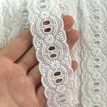 1/5碼白色棉質鏤空刺繡蕾絲飾邊，復古花卉鏤空蕾絲布料，適用於縫紉、DIY手工藝、裙襬、襯衫、窗簾、娃娃衣服、婚禮裝飾、服飾配件 - 多色C - 查看 2