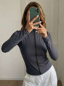 Women's Fitness Jacket For Gym, Sports, Cool Mesh (Dry Fit) - Women's Winter Jacket - Women's Fitness Jacket - 灰色夾克 - 查看 2