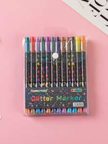 48/24 Couleurs Stylos à paillettes à double pointe, encre gel à séchage rapide, pointe fine, convient pour le scrapbooking, la fabrication de cartes, la journalisation, 48/24 Couleurs Stylos à peinture à double pointe, ensemble de marqueurs à paillettes, convient pour les artistes et le coloriage - Voir 11