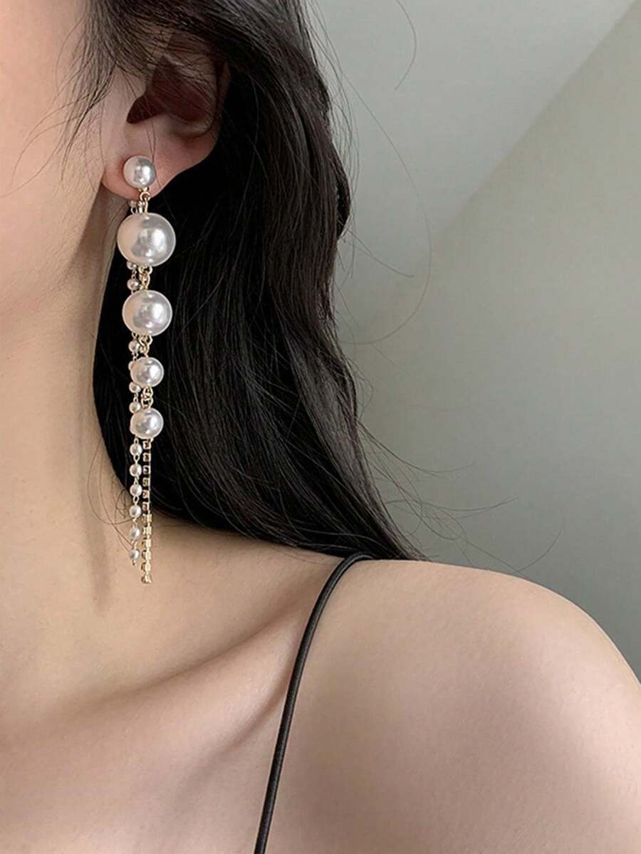 Ngọc trai Giả Thả hoa tai
