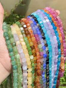 1 Untai Manik-manik Batu Kristal Alami Sugaragate 8x8mm Pola Naga Persegi untuk Pembuatan Perhiasan DIY Gelang Kalung Aksesoris - MultiWarna - View 10
