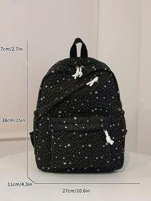 1 Large Capacity Nylon Schoolbag For Students, Simple Solid Color Backpack For College Students, Ladies Nylon Backpack, Girl Travel Backpack - Black - View 11