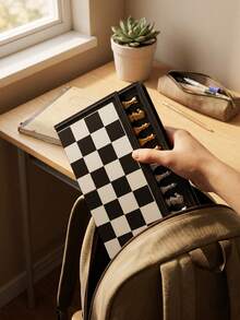 1 Set Magnetic Chess Set, Gold And Silver Pieces, 3 Sizes (19cm/24cm/31cm) Foldable Chessboard With Built-In Storage, Portable Travel Strategy Game, Suitable For Children, Adults, Students, Birthday And Holiday Gift - Multicolor - View 6