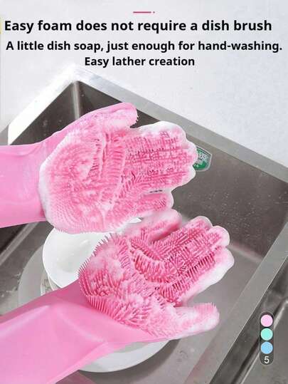 1 par de guantes de silicona reutilizables, adecuados para la limpieza del hogar y la cocina