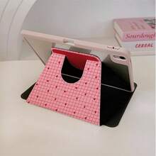 1 buah Casing Pelindung Tablet yang Dapat Diputar 360°, Motif Kotak-kotak Merah & Hati, Dengan Slot Pena, Penutup Penyangga Magnetik Multi-Sudut, Mendukung Fungsi Tidur/Bangun Otomatis, Kompatibel dengan iPad PRO/AIR, Pad 5/6/7, Pad, Matepad, Pad, Honor Pad, Xiaoxin Pad - MultiWarna - View 5