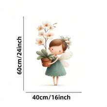Enmarcado Lienzo plano 2D, 1 pieza,  en lienzo enmarcado - Hada caprichosa con orquídea en maceta, decoración floral clásica moderna, impresión plana 2D con marco negro para sala de estar, dormitorio, oficina, cafetería - Regalo de cumpleaños, vacaciones, inauguración de casa, decoración de interiores, diseño contemporáneo, obra de arte decorativa, decoración de habitaciones, decoración artística, decoración duradera, compradores de regalos, 2D plano - Enmarcado - Ver 6