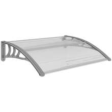 Entrance Door Canopy 100 X 75 Cm, Back-Mounted In Aluminium And Polycarbonate, With UV Protection, Ideal For Balcony, Sun And Rain Protection, Silver Colour. - A - View 9