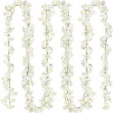 1/5pcs Artificial Cherry Blossom Vine Home Decor, DIY Wreath Material, Valentine's Day Decoration, Birthday Party Decoration, Wedding Venue Decoration, Outdoor Garden Decoration Material, New Year Decoration - White - View 9