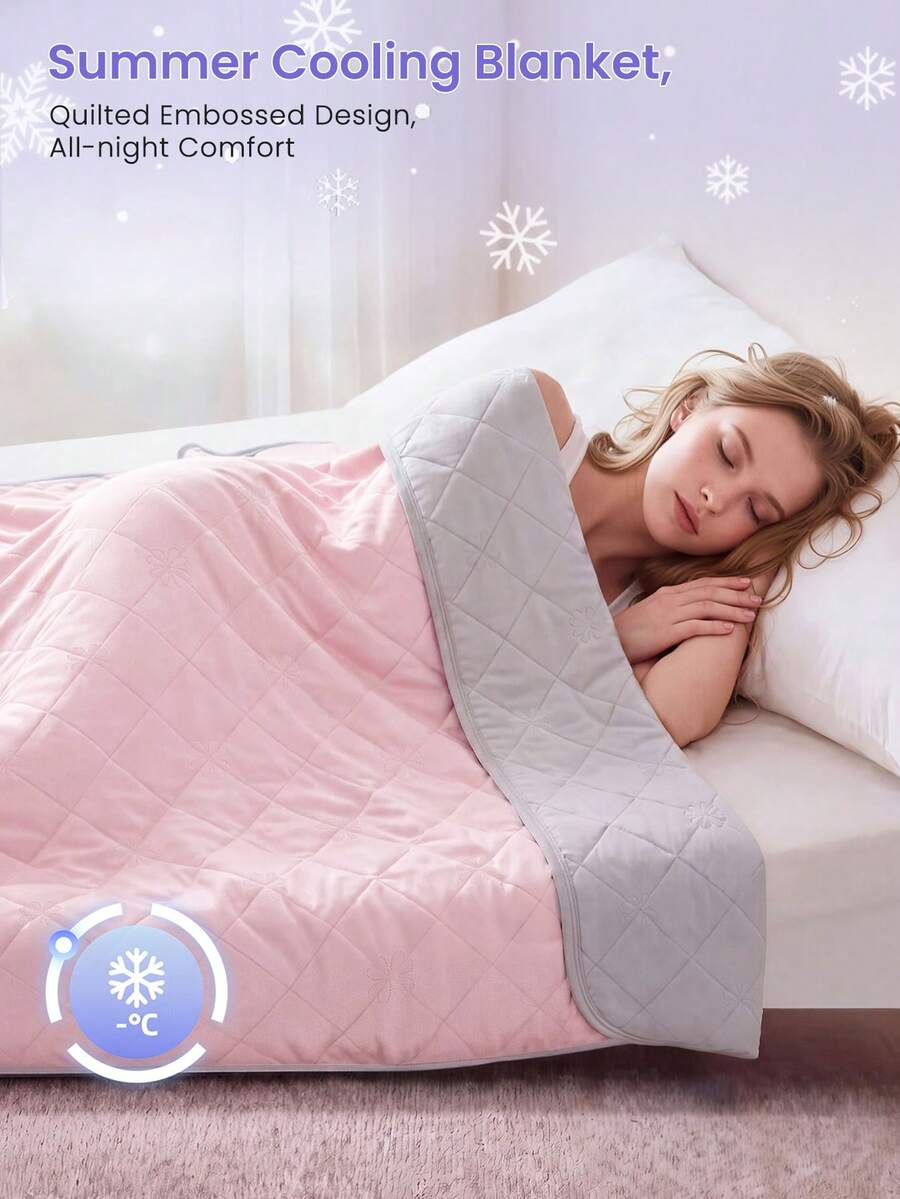 1pc Light Pink Cooling Blanket, Bedspread, Bedding, Bedroom Decor, Air Conditioning Quilt, Lightweight Summer Bedding, Fully Breathable And Cool, Soft And Comfortable, Suitable For All Bed Sizes, Suitable For Home And Dorm Use, Does Not Include Pillows And Pillowcases - Baby Pink - View 1