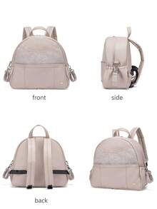 SOBOBA 1pc Fabric Patchwork PU Mommy Bag Large Capacity Multi-Pocket Diaper Backpack With Stroller Hook Suitable For Picnic And Outings - Multicolor - View 2