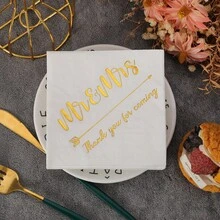 20PCS Wedding Party Napkins, Gold-Embossed Double-Layer Thickened Paper Towels, Suitable For Birthday Parties, Wedding Parties And Daily Household Use - Paper Napkin - View 4