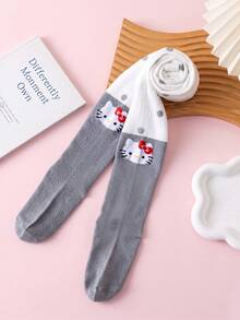 Noctvar OBM Sleepwear X Hello Kitty 1雙波點拼接Hello Kitty兒童褲襪，夏季透氣不勒腰女童學校/休閒打底褲，可愛貓咪緊身褲 - 彩色 - 查看 11