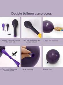 103pcs Deep Purple Balloons, Double-Stuffed Purple Balloon Garland, Various Sizes Latex Balloons, Birthday Party Decorations - View 8