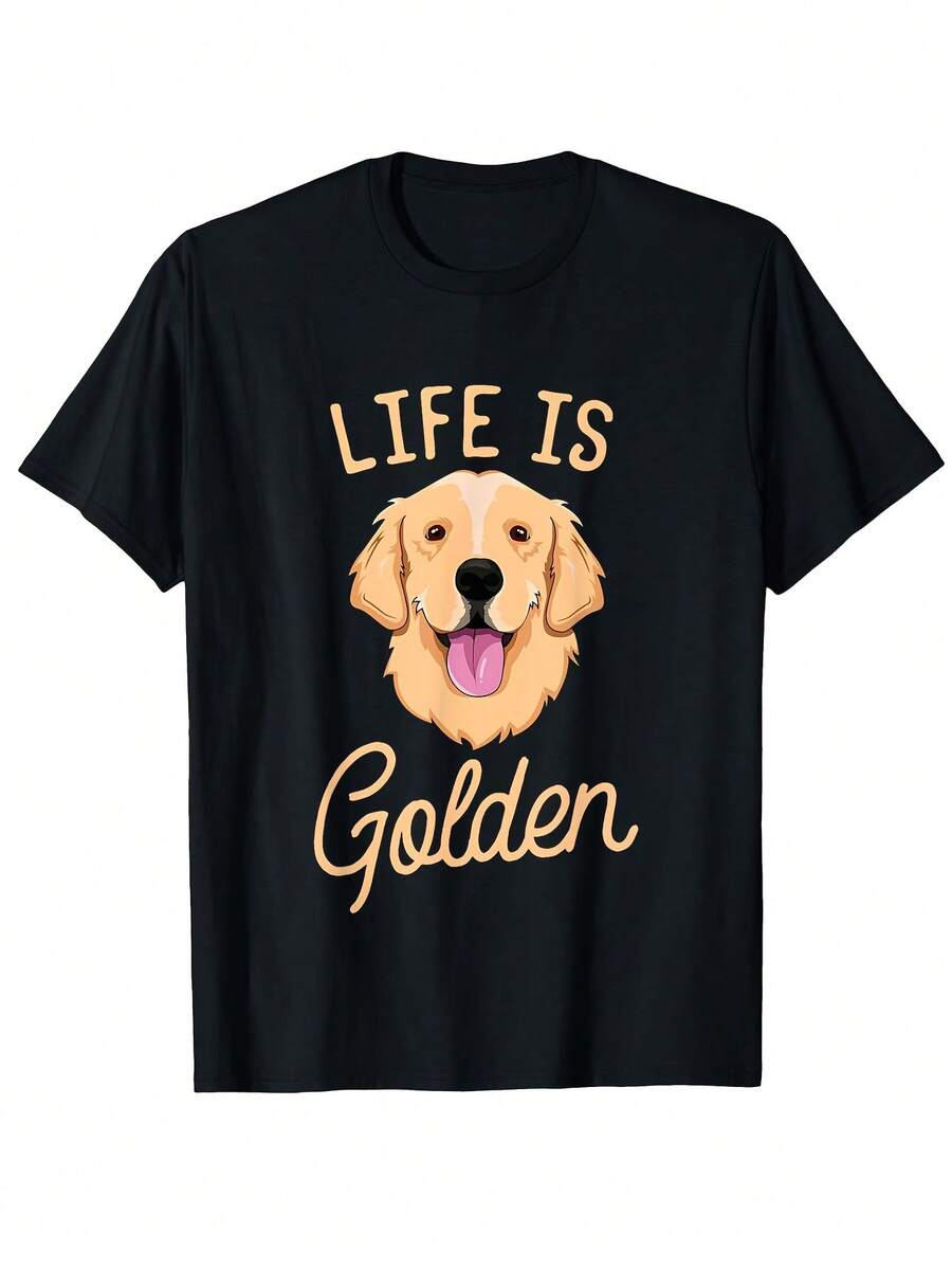Camiseta "La Vida Es Golden Retriever" - Negro - Ver 1