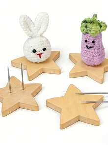 6/3/1pc Double Needle Doll Base, Suitable For Crochet Doll, Doll Display Stand Home Decor Display Rack - Wooden - View 3