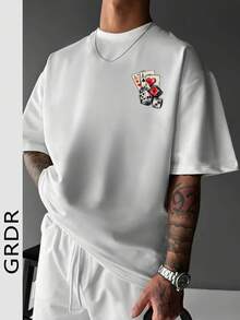 GRDR 男士时尚印花宽松短袖T恤 | 精致设计 | 夏季必备 | 百搭易配 | 展现你的风格 - 白色 - 查看 4
