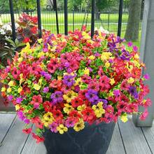18pcs Artificial Outdoor Flowers, Wedding Decor, Tabletop Decor, UV Resistant Artificial Outdoor Flowers, Artificial Outdoor Decorative Flowers, Realistic Outdoor Flower Plants, Faux Outdoor Flowers For Planters, Front Porch, Balcony, Window Box - Multicolor - View 1