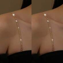 1~6 piezas Cadena de hombro ajustable con diamante de imitación, tirantes de sujetador sexy y simples, joyería colgante universal para el pecho y el cuello como accesorio para vestidos - Multicolor - Ver 12