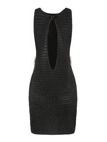 Đầm mini đi biển ôm sát dệt kim sexy phối cut-out trang trí vòng tròn 2026 cho nữ, áo khoác ngoài bikini kiểu tunic thời trang đi nghỉ dưỡng, đồ bơi đi biển, đầm dự tiệc - màu đen - Xem 5