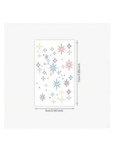 1 pieza Pegatina de tatuaje para dedo y dorso de la mano, Pegatina de tatuaje impermeable con diseño de estrella multicolor, Adecuada para dorso de la mano / dedo / clavícula, Logra fácilmente un estilo de chica enérgica - Multicolor - Ver 5
