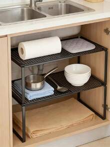 Expandable Under-Sink Storage Rack | Multi-Purpose Storage Rack For Kitchens, Cabinets, Wardrobes, And Shoes | Adjustable Shelving Unit, Suitable For Countertops And Wardrobes - Multicolor - View 3