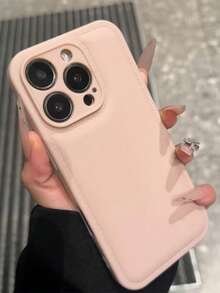 1件極簡純色皮革質感高級手機殼，適用於 iPhone 17/17Pro/17Promax/16promax/16/16pro/16plus/15/15promax/15pro/11/12/13/14promax/11pro/11promax/12pro/12promax/13pro/13promax/14pro/14promax，高級創意設計 - 粉色 - 查看 3