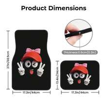4pcs Cartoon Big Eye Car Floor Mats, Front & Rear Carpet, Car Interior Accessories Mats, Suitable For Front & Rear Seats, Washable, Fashionable Polyester Mats To Protect Cars, SUVs, Etc. - Multicolor - View 2