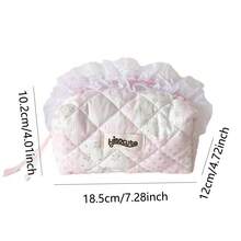 1 Buah Tas Kosmetik Berbahan Renda dengan Hiasan Pita, Tas Penyimpanan Kapasitas Besar, Tas Kosmetik Penyimpanan Mewah dengan Pinggiran Renda - MultiWarna - View 3
