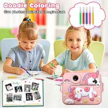 Kids Camera, Kids Instant Camera Set, Digital Camera Set, Equipped With 3 Rolls Of Film And 6 Colored Pens, Can Inspire Children's Drawing Ability. With Cute Cartoon Shaped Shell, This New Model Is Suitable As Christmas, Birthday And New Year Gift For Children Aged 3 To 12, Also Suitable As Portable Camera Toy For Boys And Girls To Record Life. - Multicolor - View 11
