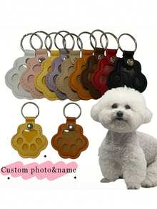 Personalized Pet Hair Memorial Keychain, Customized Pet Hair Collection Keychain, Paw Print Pet Hair Keychain, Cute Dog & Cat Design, Portable Pet Owner Keychain - Christmas, Halloween, Pet Accessories, Innovative PU Hair Storage Pouch - Multicolor - View 8