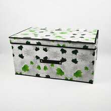 1pc Foldable Fabric Storage Box With Lid, Large Capacity Clothes Organizer, Wardrobe Storage Container, Home Dust-Proof Storage Box, Printed Pattern Storage Solution, Multi-Purpose Foldable Organizer - Fresh Green Leaf Storage Box - View 10