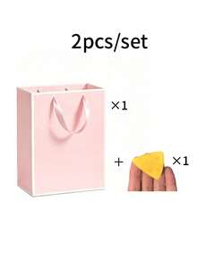 2pcs/Set White And Pink Gift Bags With Large Cheese Decoration - Multicolor - View 16