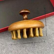 1pc Sandalwood Round Massage Comb, Solid Wood Massage Tool, Head Relaxation Massager With Multiple Massage Tips, Effectively Stimulates Acupoints, Full Body Massage Tool - Brown - View 5