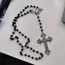 New Gothic Necklace Rosary Beaded Traditional Cross Halloween Pendant Witch Jewelry Gothic Handmade Jewelry Creative - 1 - View 4
