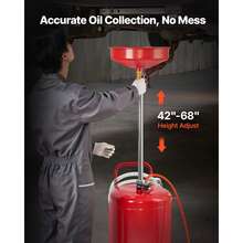 Oil Drain Trolley 9.5L, Oil Collection Container With Adjustable Funnel Height, Oil Drainer With Wheels, Liquid Fuel Transfer Drain, Oil Drain Trolley For Car Workshops, Red - Metall 25 Gal - View 3