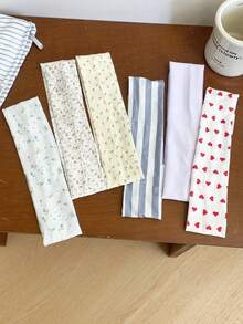 6入組女款時尚花卉印花髮箍，花朵蝴蝶結愛心彈性防滑柔軟髮帶，Y2K風格髮飾返校禮物多巴胺女孩生日姊妹禮物，適合度假時尚髮箍 - 6PCS多色 - 查看 1