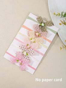 6pcs Candy Color Polka Dot Bow Headbands, Sweet & Cute Princess Hair Accessories Set (Excluding Paper Card), Suitable For Photo Shooting & Gift - Multicolor - View 1