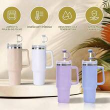 6 popotes Reutilizables+ 6 cubre popotes de silicn+ 1 limpia popotes; Compatibles con Termo 40 oz y todo tipo de tazas, ideales para uso al aire libre, oficina y fiestas - Transparente + 13 - Ver 3
