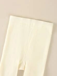 1件女童薄款纯色打底裤，适合春秋季穿着，公主风舞蹈裤，学生运动裤，吸湿透气，女童修身裤，白兔图案，蝴蝶结装饰 - 彩色 - 查看 3