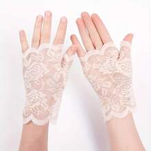 2pcs/Set Women's Lace Fingerless Gloves, Decorative Lace Gloves For Short Dance Performance, Fashionable Breathable, Daily Decorative Style - Multicolor - View 6