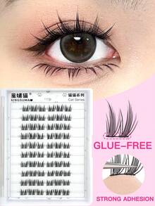 90/180 Clusters C-Type False Eyelashes, Glue-Free And Makeup-Free Removal, Single Cluster Style, Korean Girl Group Makeup, Mixed Length 9/10/11/12mm, 0.07mm Natural Effect, DIY Flocked Eyelashes, 10 Rows Ultra-Light Fan-Shaped Self-Adhesive Eyelashes, Cat Eye Design, Suitable For Daily, Cosplay, Party And Nightclub Makeup, Beginner Makeup Tool, Ideal Gift For Women, Mother's Day And Graduation Season, Essential Cosmetic - 黑色 - 查看 3