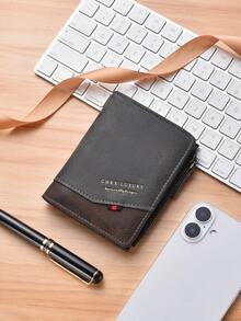 SHABILI Slim Men's Wallet, Fashion New Vertical Short Bifold Wallet, Multi-Card Slots, Snap Closure, Soft Leather, Business Style - Black - View 5