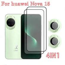 2+2pcs Screen Protector For Huawei MATE80/Mate 80 Pro/Y73/Nova 14/14 PRO, Includes Camera Lens Protector, 9H Hardness Curved Tempered Glass, Anti-Scratch, Anti-Fingerprint, 3D Transparent, Camera Protection - Clear - View 3