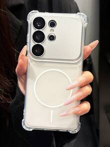 Luxury Clear Transparent Magnetic Detachable Lens Phone Case Compatible With Samsung Galaxy S26 S25 S24 Ultra Plus Four-Corner Anti-Fall Camera Protective Bumper Back Cover - White - View 3