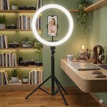 KEELEAD 10-Inch 3-Color Dimmable Selfie Ring Light With Tripod Stand, Large Size Portable Adjustable Lighting For Photography, Makeup, Live Streaming, Compatible With Smartphone - Multicolor - View 1