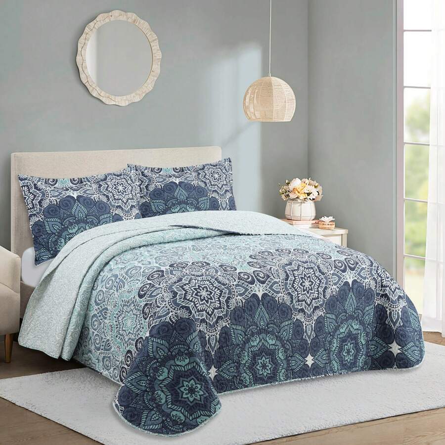 Novotextil 輕盈透氣的超細纖維印花絎縫床罩,適用於 90、105、135、150 和 180 厘米的床——夏季和春秋季床罩,含 1 或 2 個枕套——柔軟耐用的現代裝飾被(尼科西亞) - 尼科西亞 - 查看 1