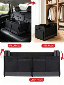 Multifunctional Car Storage Box, Stylish Spacious Passenger Seat Storage Box, Car Organizer Trunk Storage Box Oxford Fabric Storage Box Large Capacity Foldable, Multipurpose Trunk Organizer Box, Easy To Clean Car Storage Solution, Car Interior Organizer Box, Essential Car Storage Box - Suitable For Sedan/SUV/MPV Passenger Seat And Trunk - Black - View 7