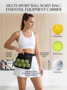 1 pieza Bolsa de cintura ajustable para pelotas de tenis, bolsa de cintura para pickleball/golf, bolsa de cintura multifuncional de malla, bolsa de transporte de accesorios deportivos, la bolsa de cintura puede contener 8-10 pelotas de tenis o pelotas de pickleball. Tenis, golf, bádminton. - Multicolor - Ver 2
