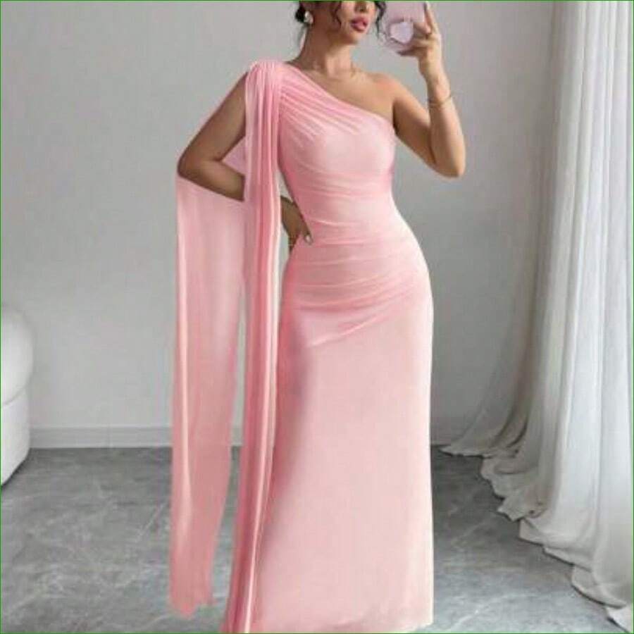 Vestido ajustado de color amarillo claro para mujer, elegante para primavera/verano - Rosa - Ver 1